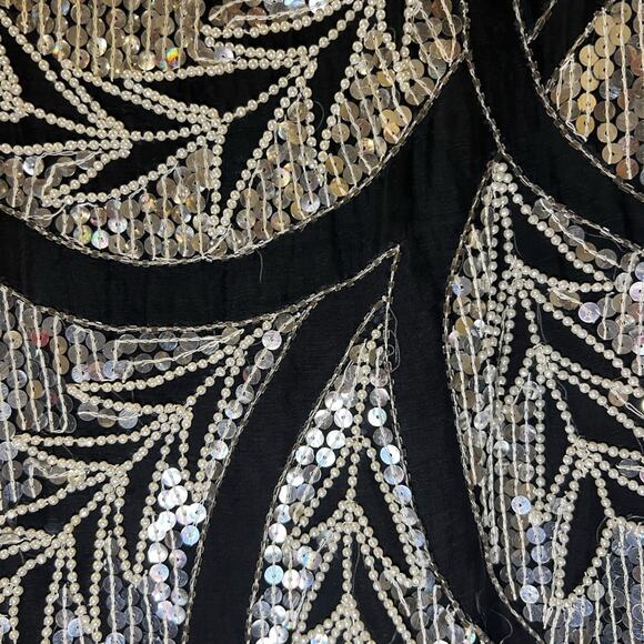 J. L. B. Women's Vintage Silver Sequin Silk Blouse Size M - Picture 3 of 6